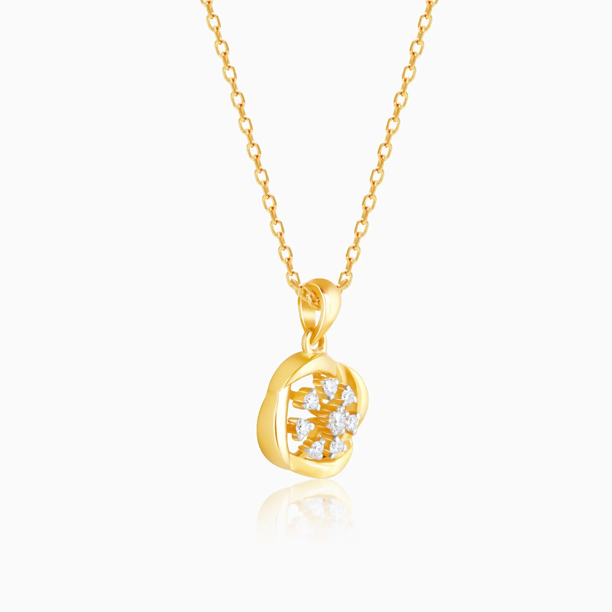 Gold Blume Wheel Diamond Pendant