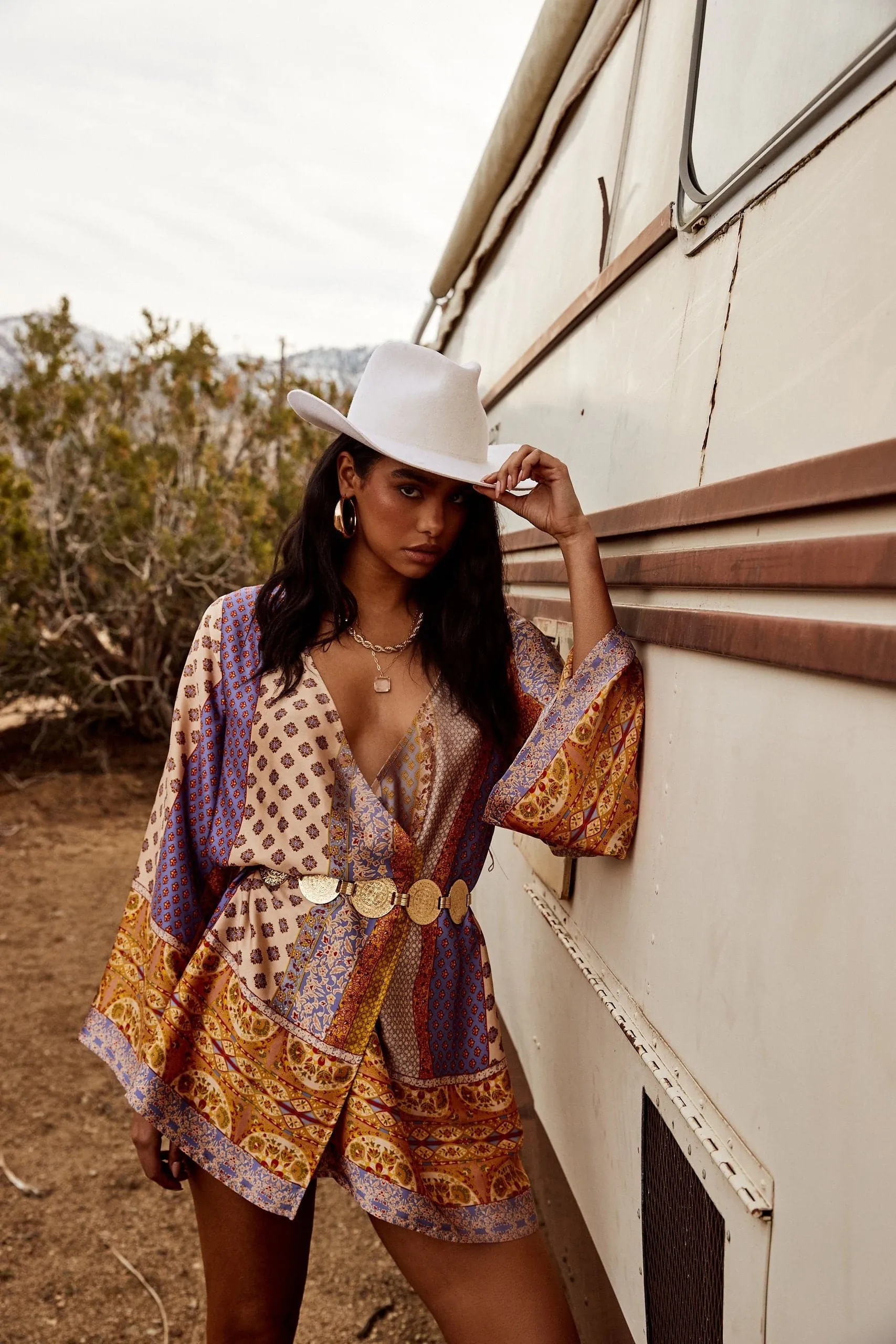 Gold Standard Multicolored Kimono Dress