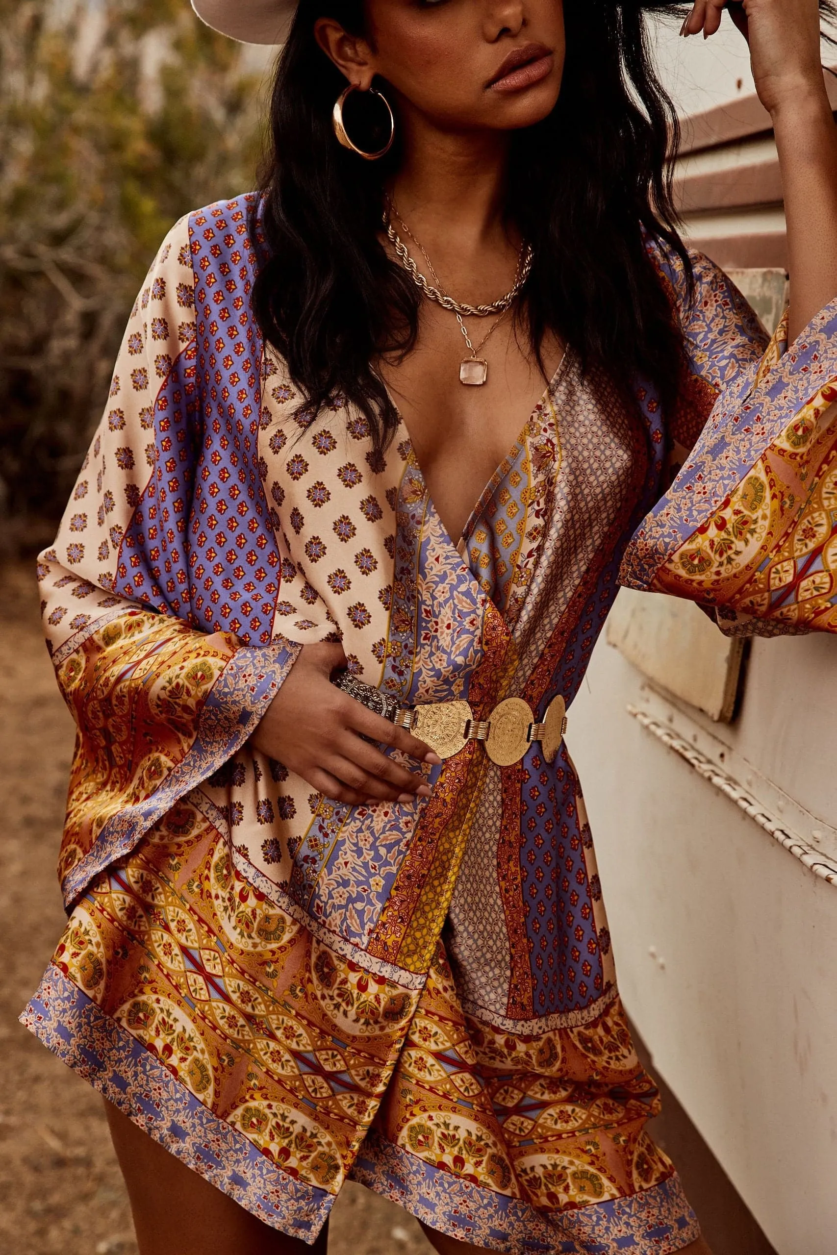 Gold Standard Multicolored Kimono Dress