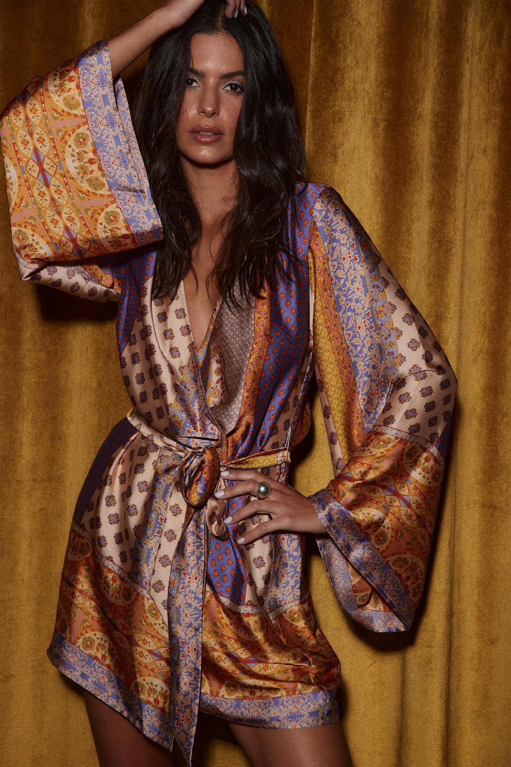 Gold Standard Multicolored Kimono Dress