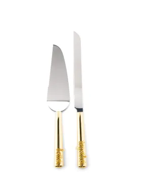 Gold Wedding Cake Knife And Server - Better Together