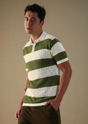 Green Knitted Polo T-shirt