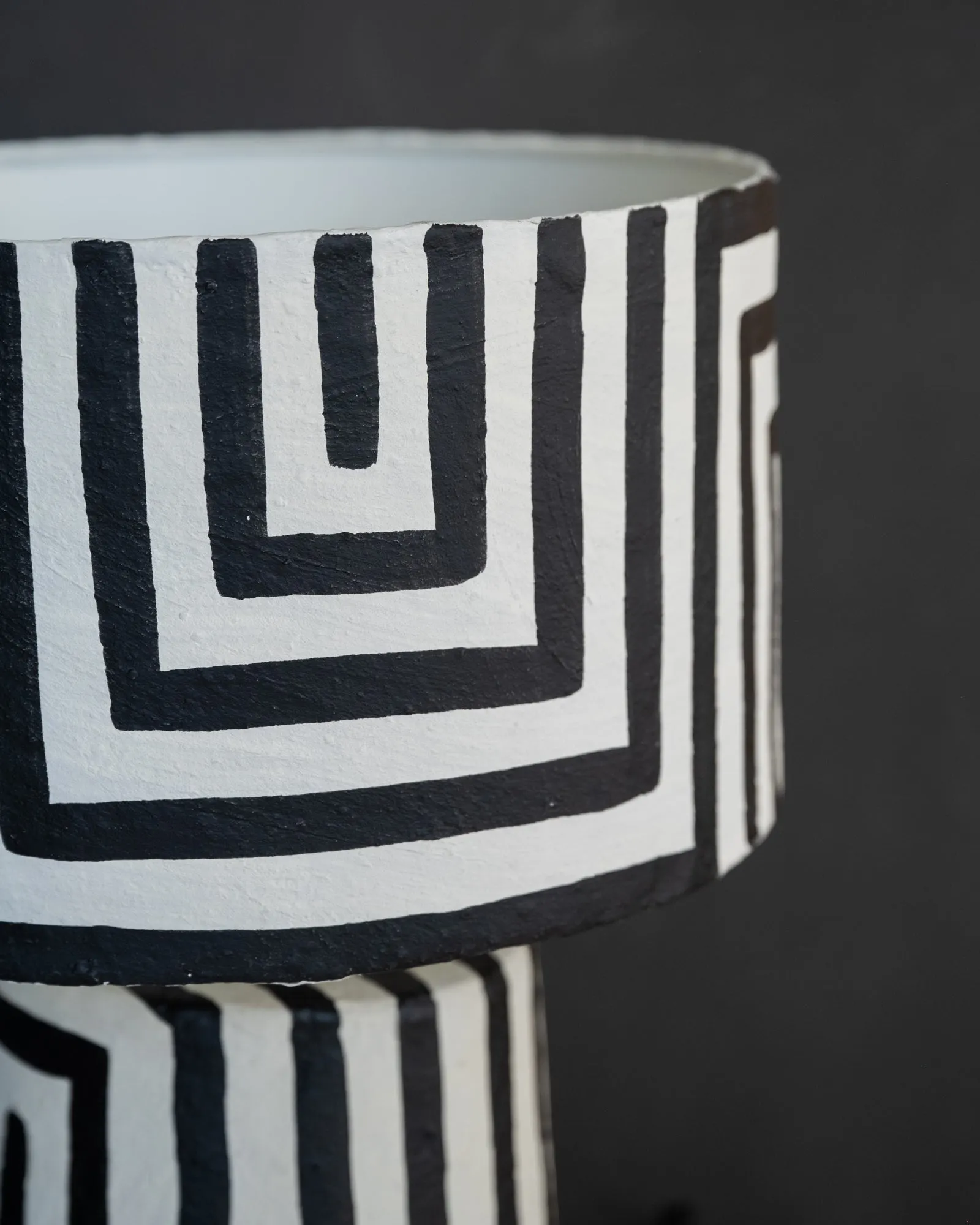 Hand Painted Table Lamp Stripe Black/White