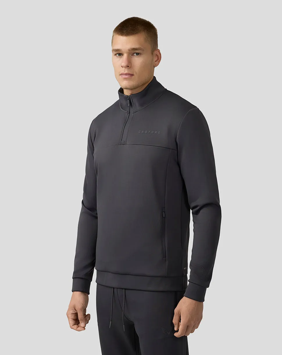 Heren Scuba Lange Mouw Kwartrits Top - Charcoal