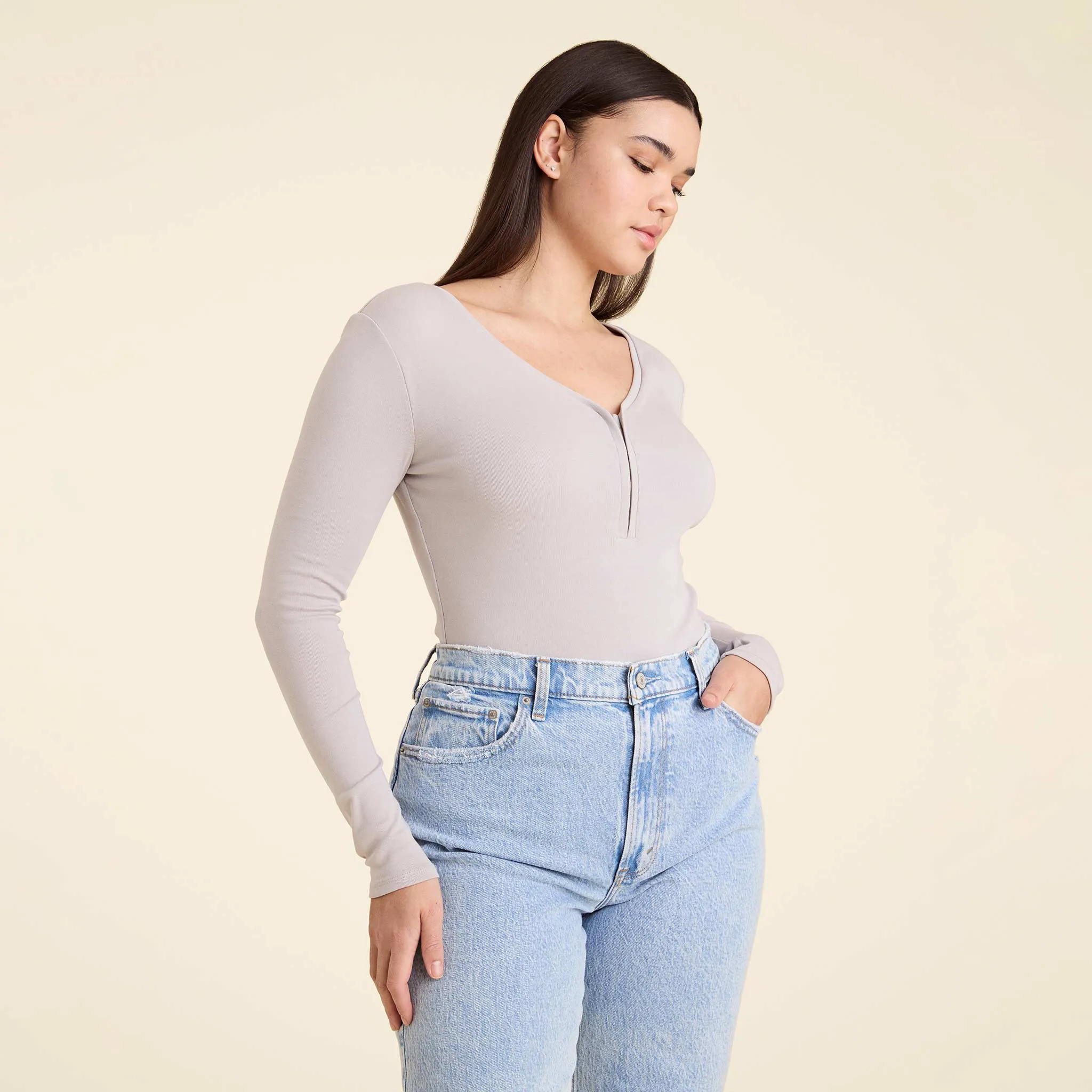 Hook & Eye Bodysuit | Stone