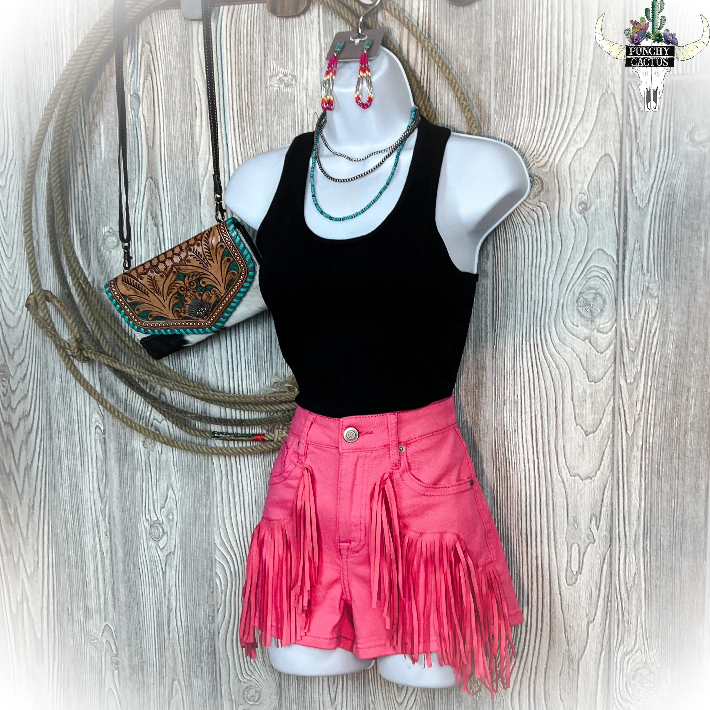 Hot Pink Fringe Shorts