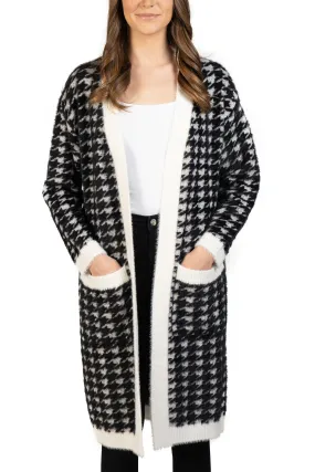 Houndstooth Patch Pocket Cardigan