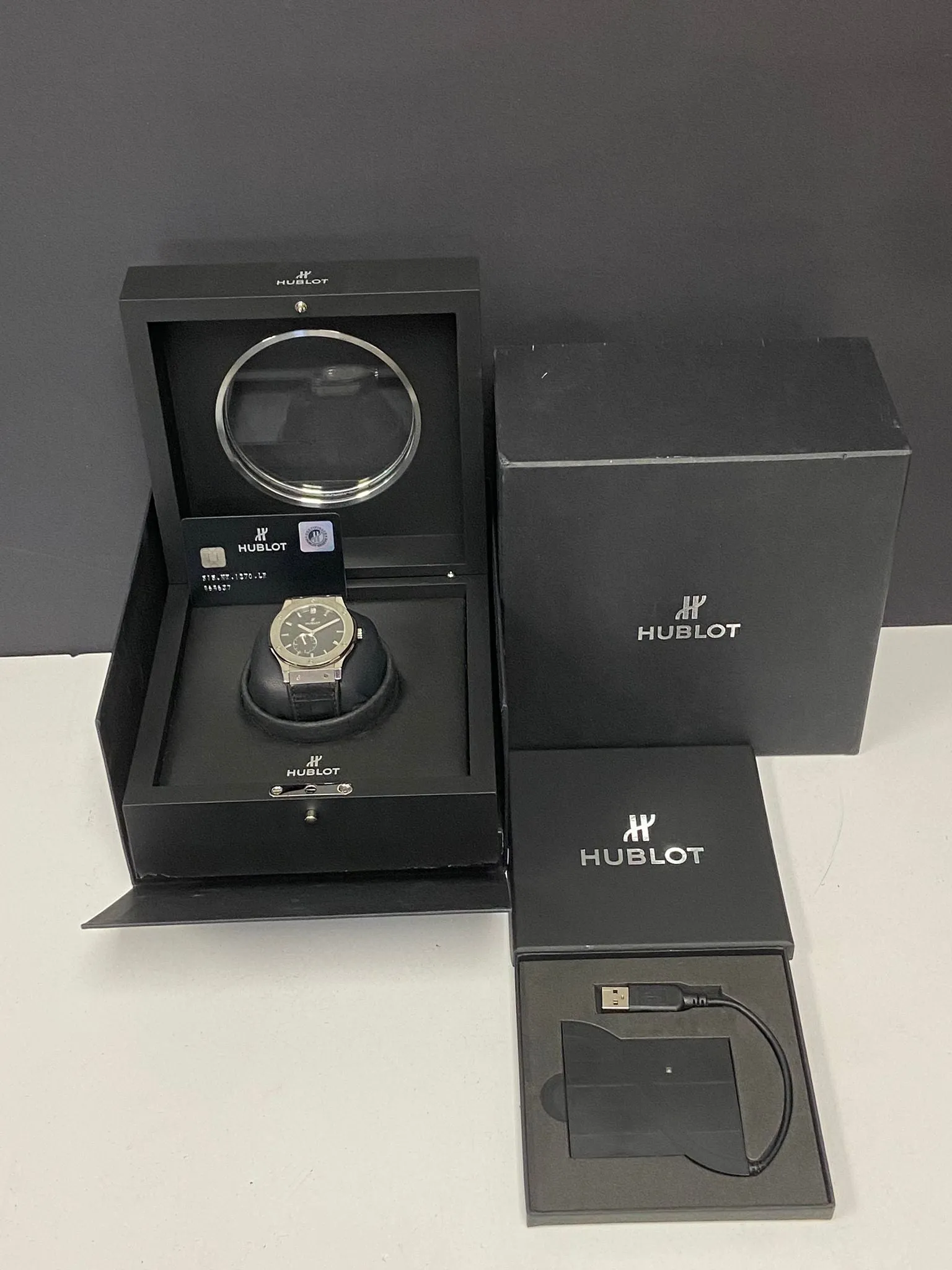 Hublot Classic Fusion Ultra Thin Titanium 515.NX.1270.LR Black Dial Hand Wind Men's Watch