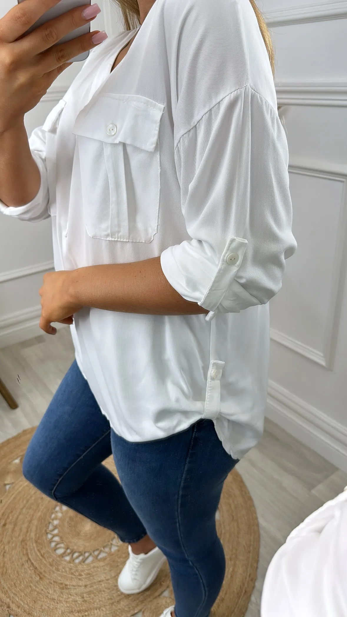 Izzy White Pocket Detail Shirt