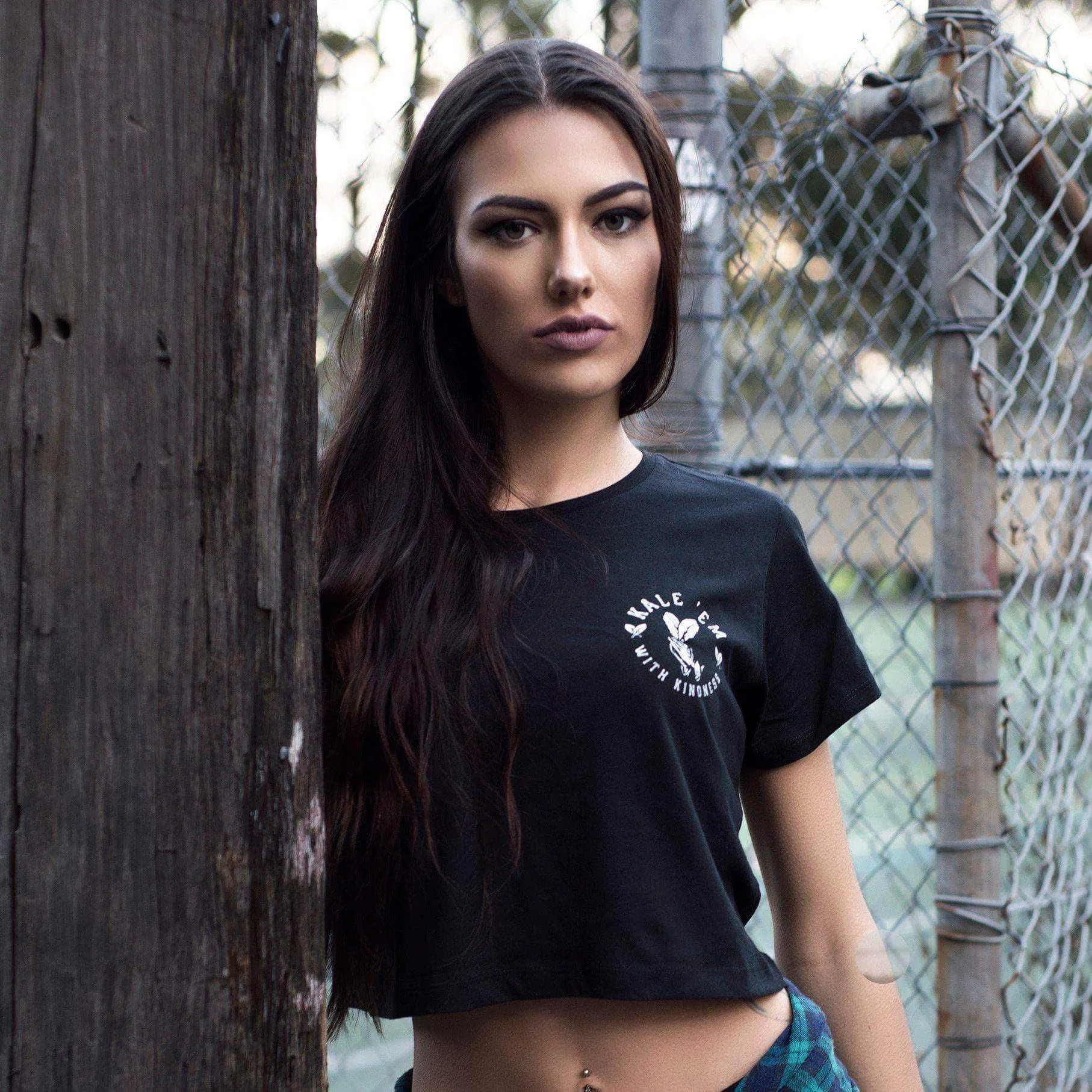 Kale 'Em With Kindness - Black Crop Top