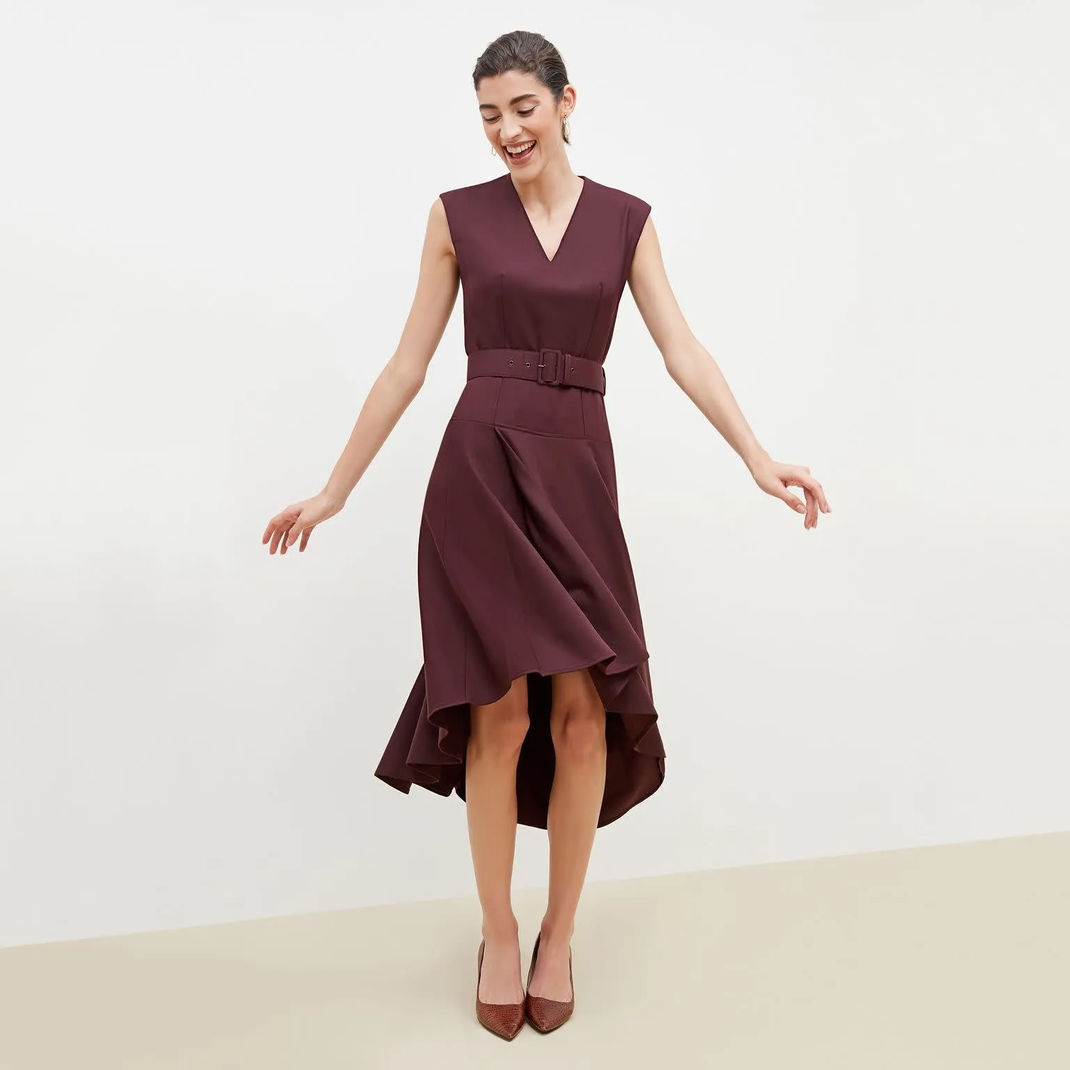 Kelsey Dress - Sharkskin :: Garnet