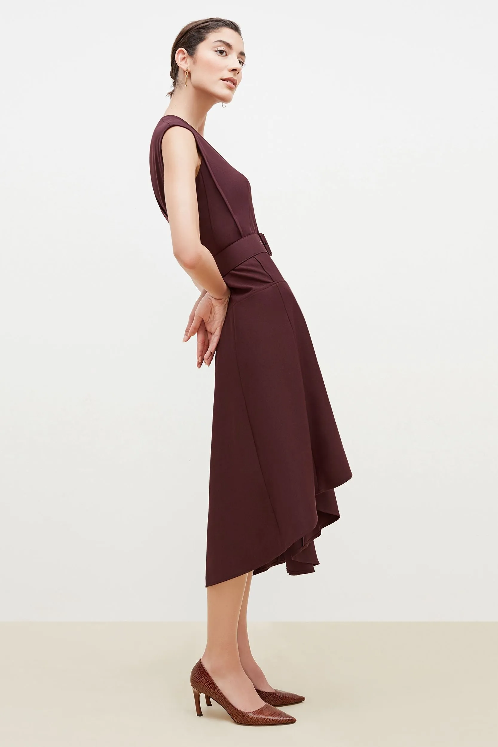 Kelsey Dress - Sharkskin :: Garnet