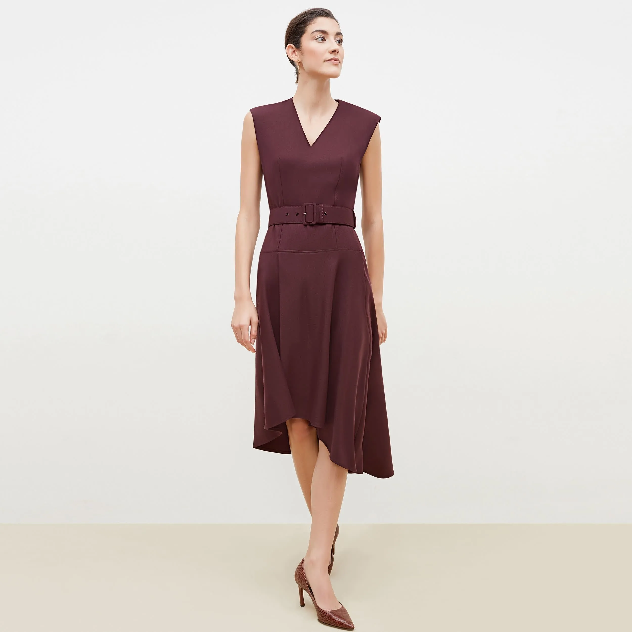 Kelsey Dress - Sharkskin :: Garnet