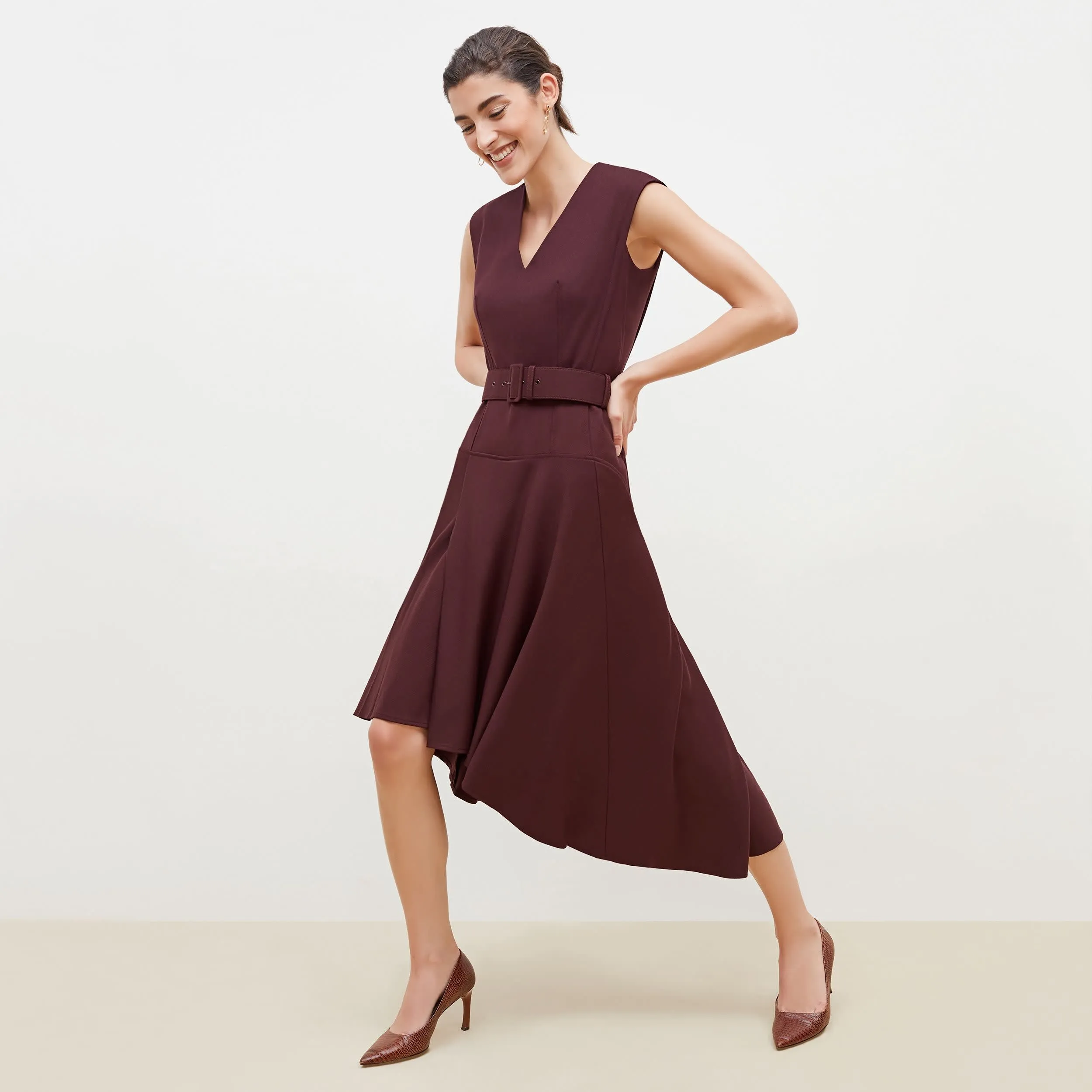 Kelsey Dress - Sharkskin :: Garnet