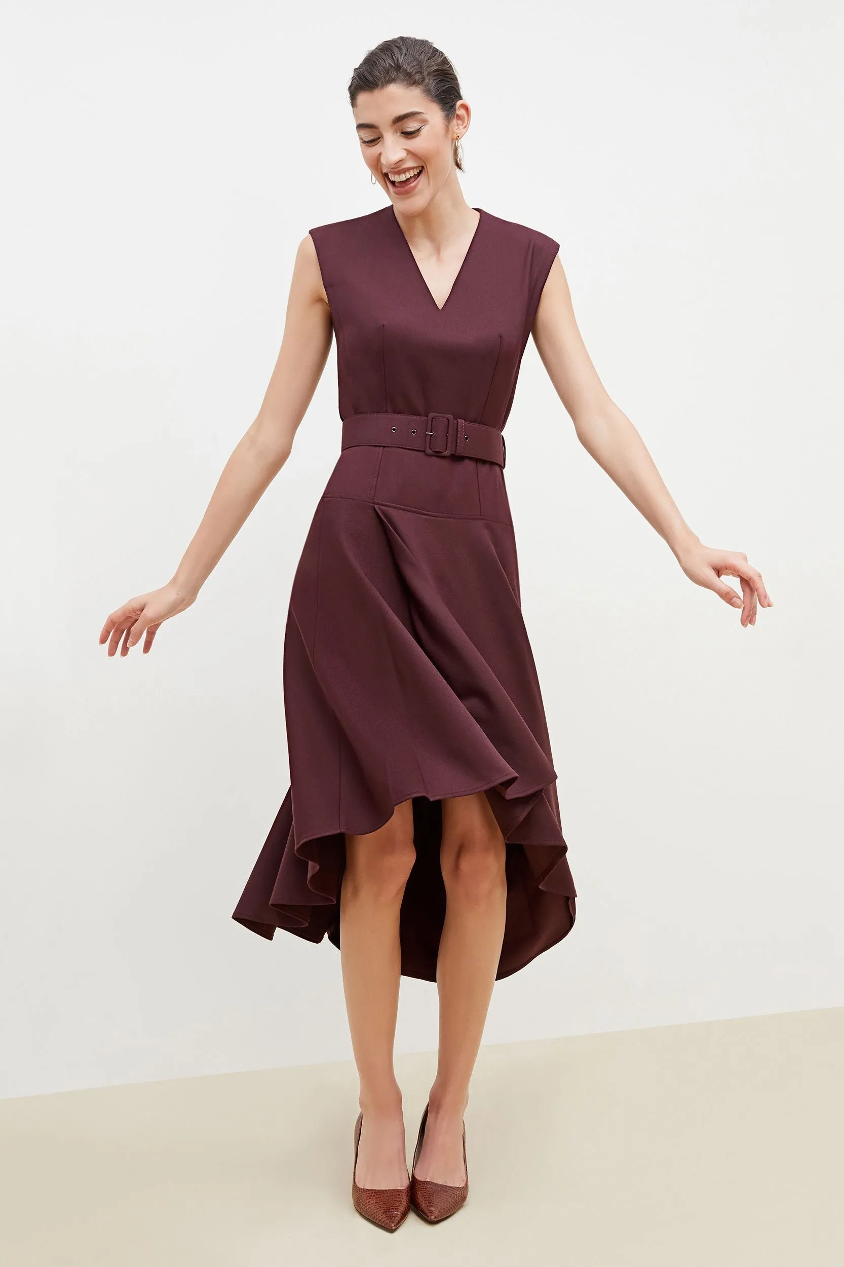 Kelsey Dress - Sharkskin :: Garnet