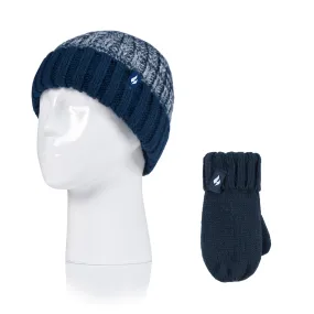 Kids Turn Over Hat & Mittens - Navy