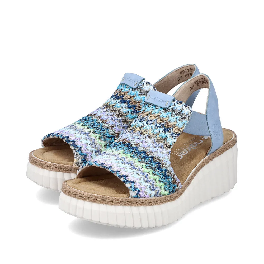 Ladies Rieker Sandals Wedge Multi Colour  69172-91