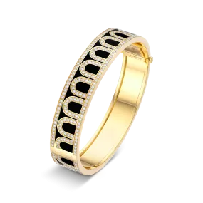 L'Arc de DAVIDOR Bangle GM, 18k Yellow Gold with Lacquered Ceramic and Palais Diamonds