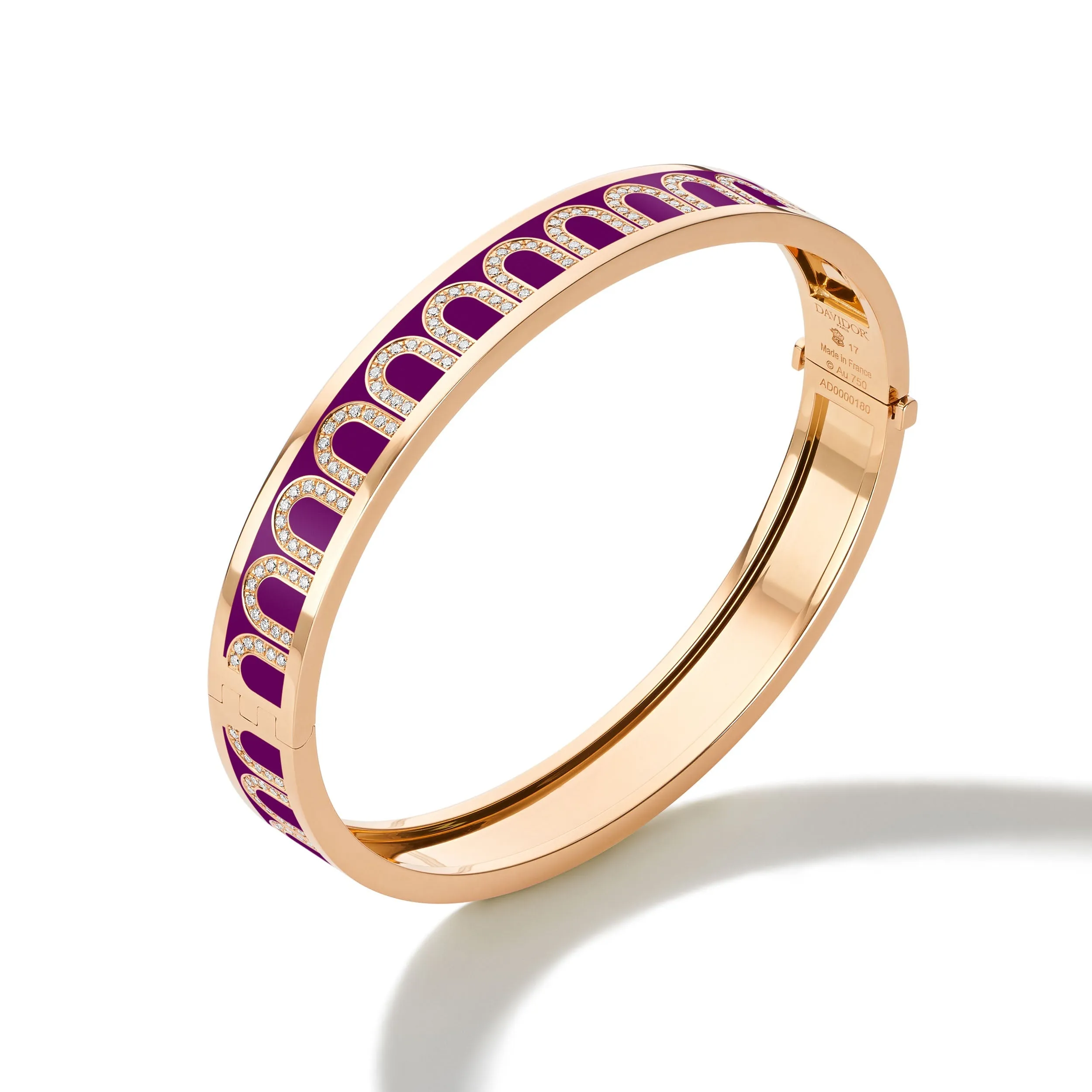 L'Arc de DAVIDOR Bangle MM, 18k Rose Gold with Lacquered Ceramic and Arcade Diamonds