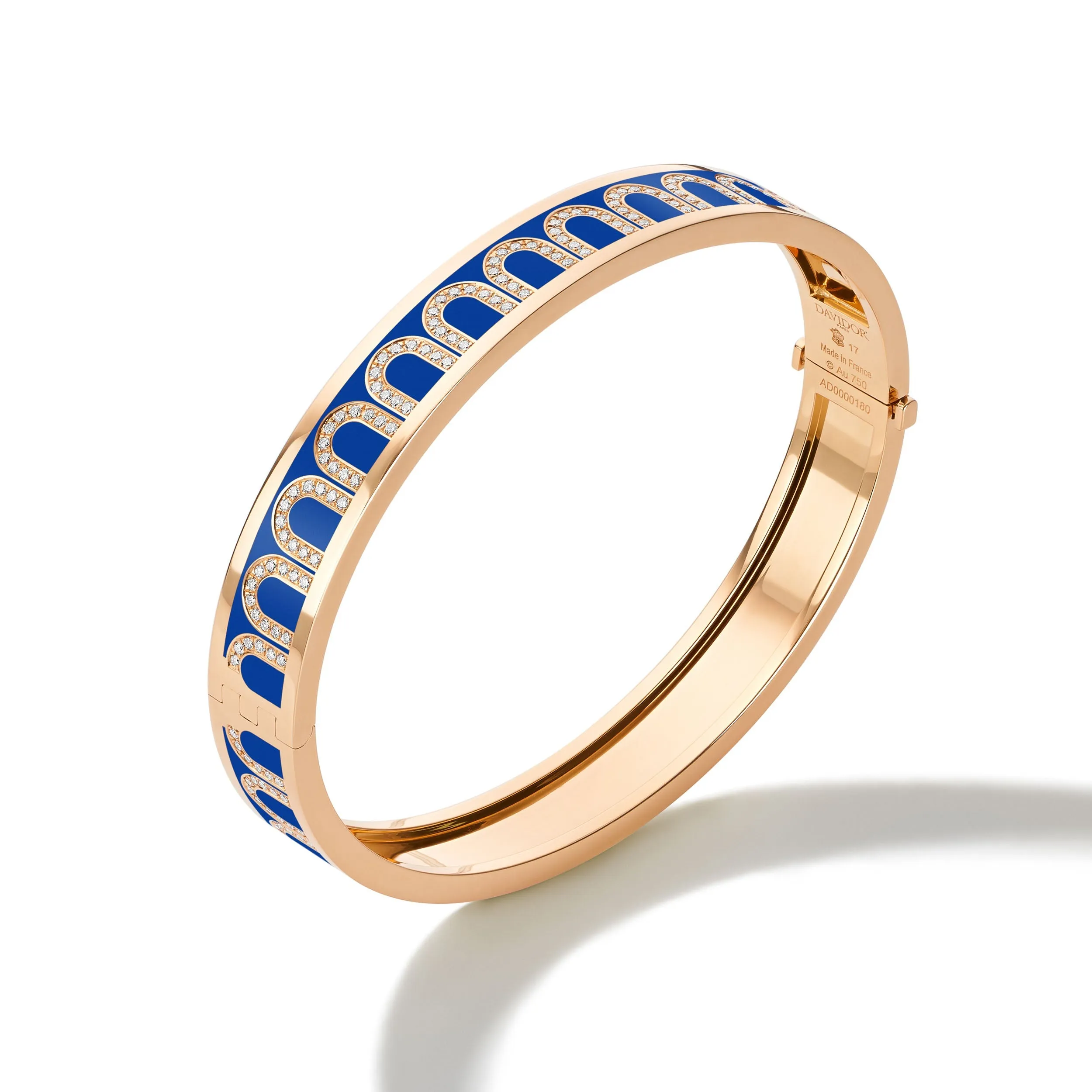 L'Arc de DAVIDOR Bangle MM, 18k Rose Gold with Lacquered Ceramic and Arcade Diamonds