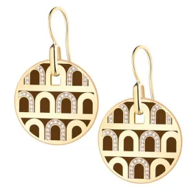 L'Arc de DAVIDOR Pendant Earring GM, 18k Yellow Gold with Lacquered Ceramic and Colonnato Diamonds