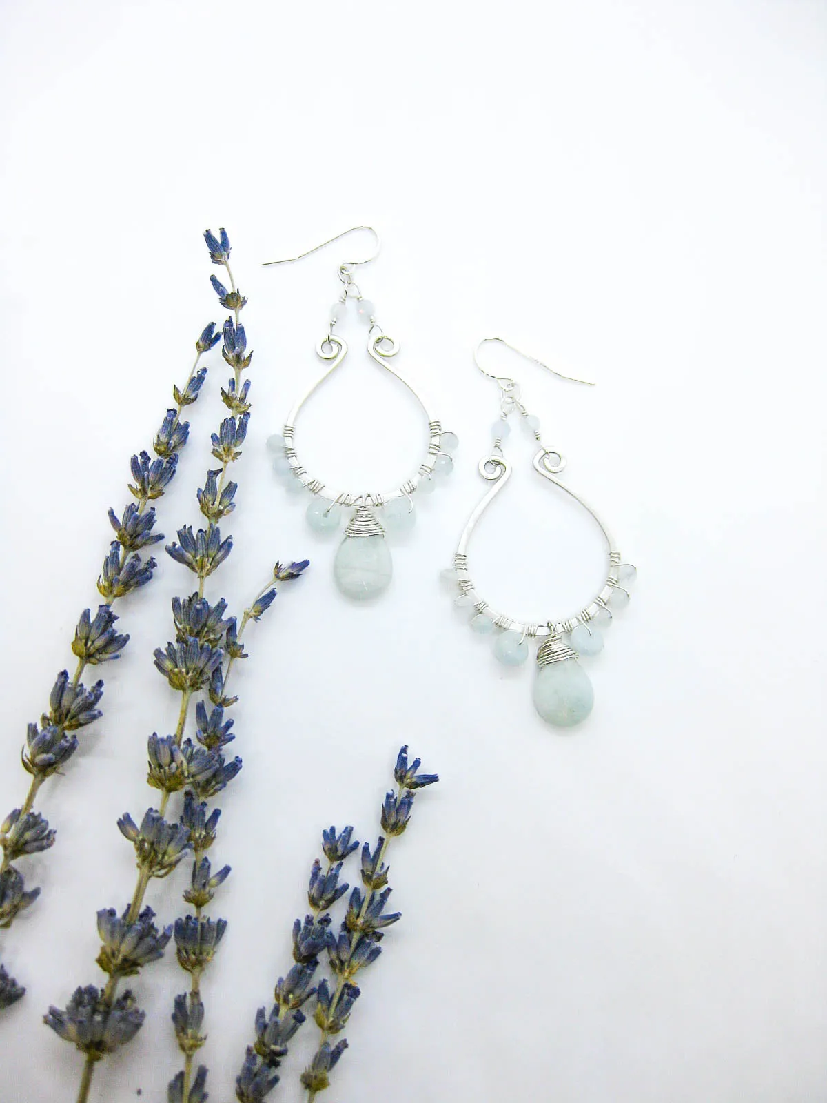 Larkspur: Aquamarine Chandelier Earrings - e631