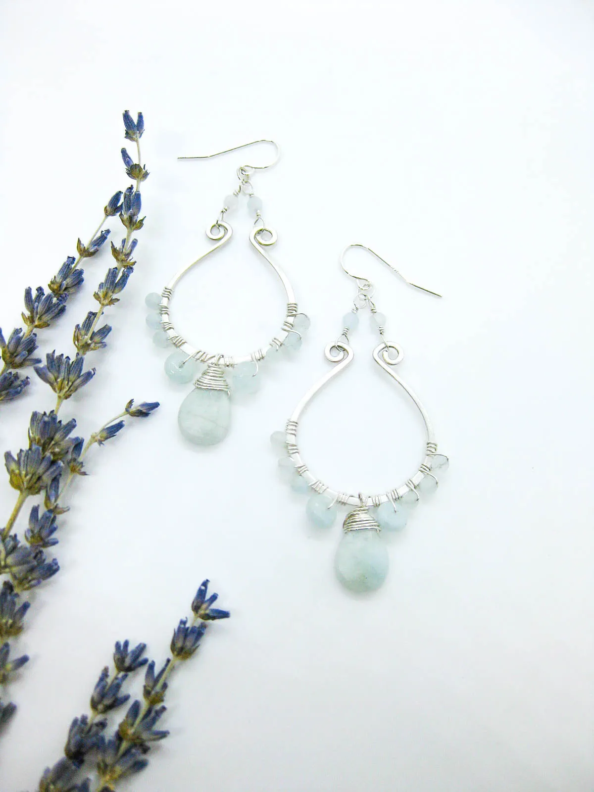 Larkspur: Aquamarine Chandelier Earrings - e631