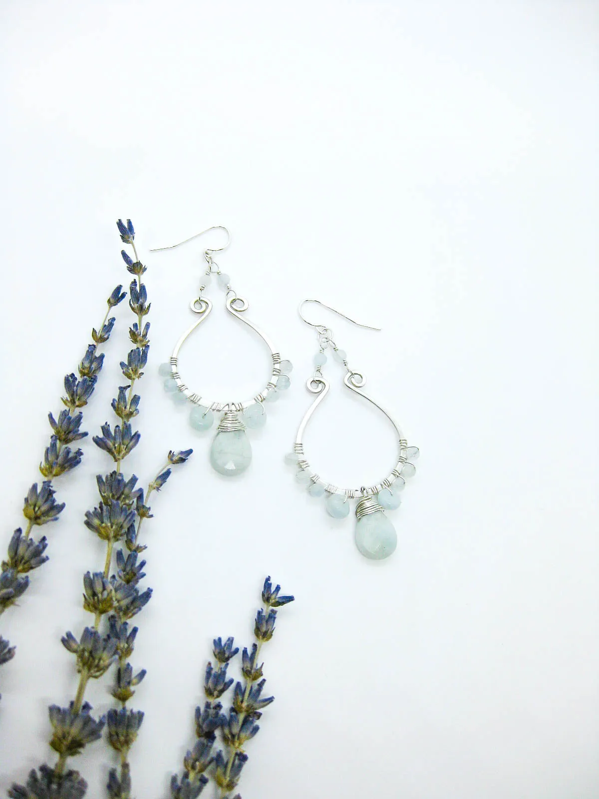 Larkspur: Aquamarine Chandelier Earrings - e631