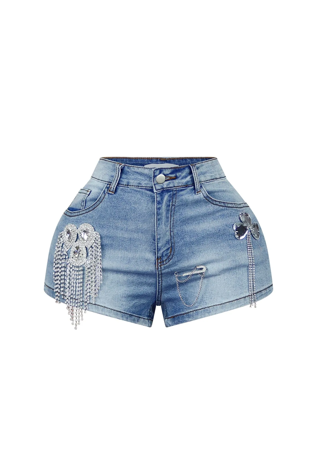 Leina High Waist Rhinestone Shorts