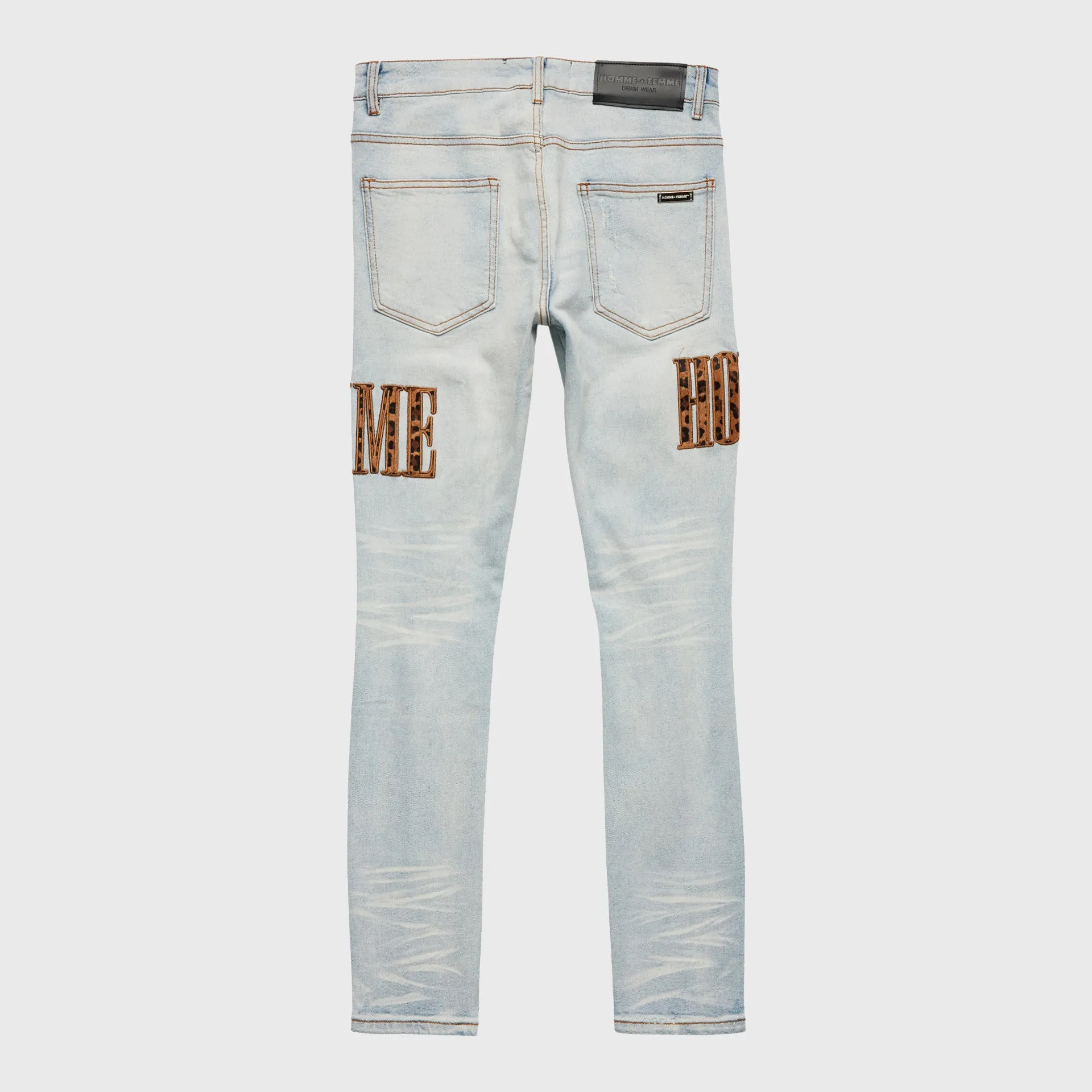 Letterman Denim Blue With Cheetah Letters