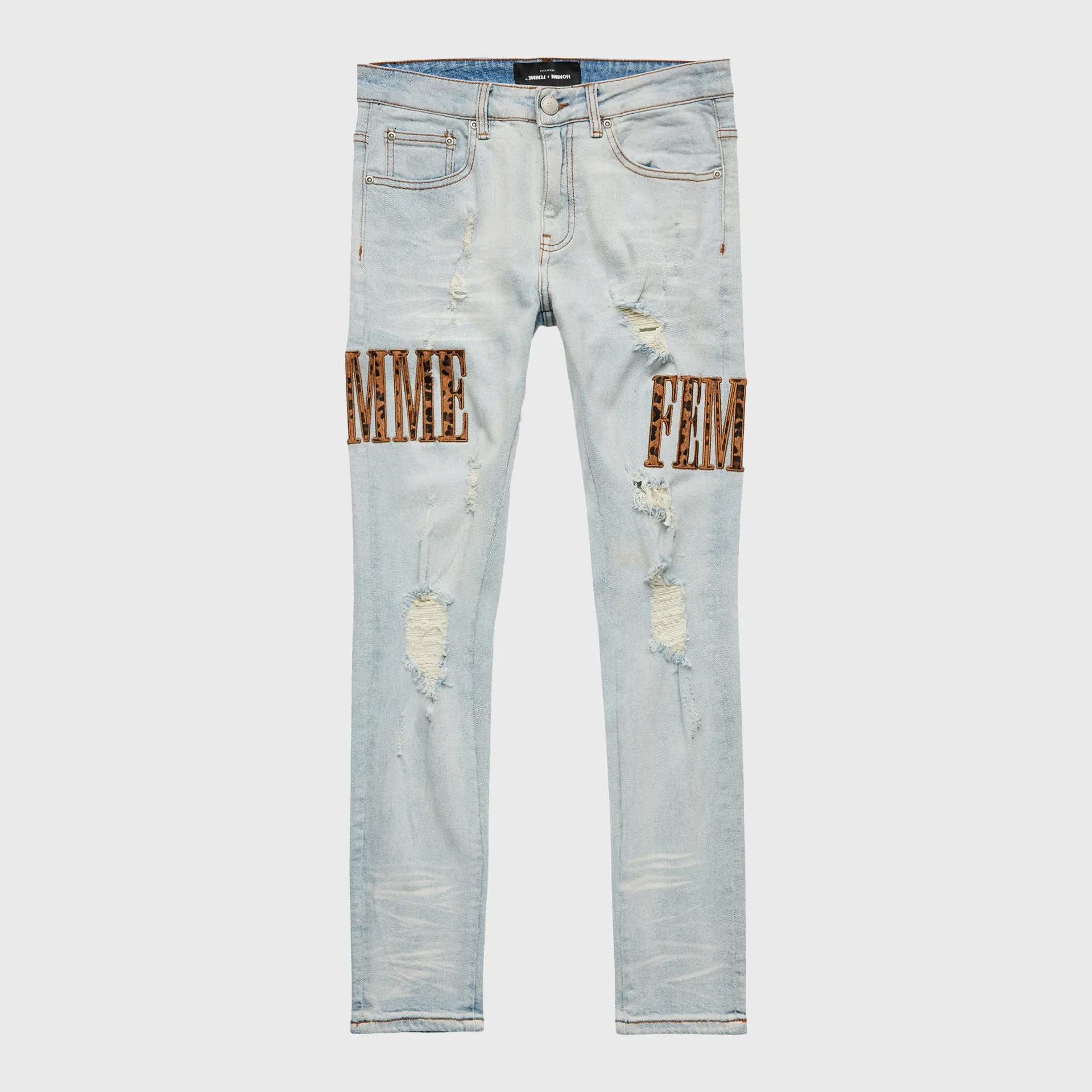 Letterman Denim Blue With Cheetah Letters