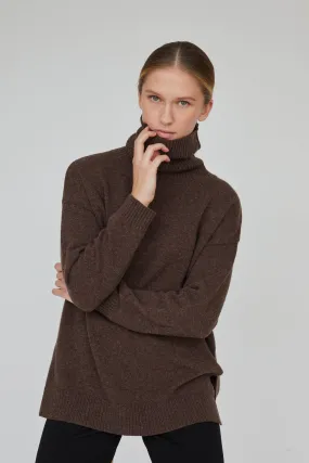 Line T-Neck - Brown Mel.