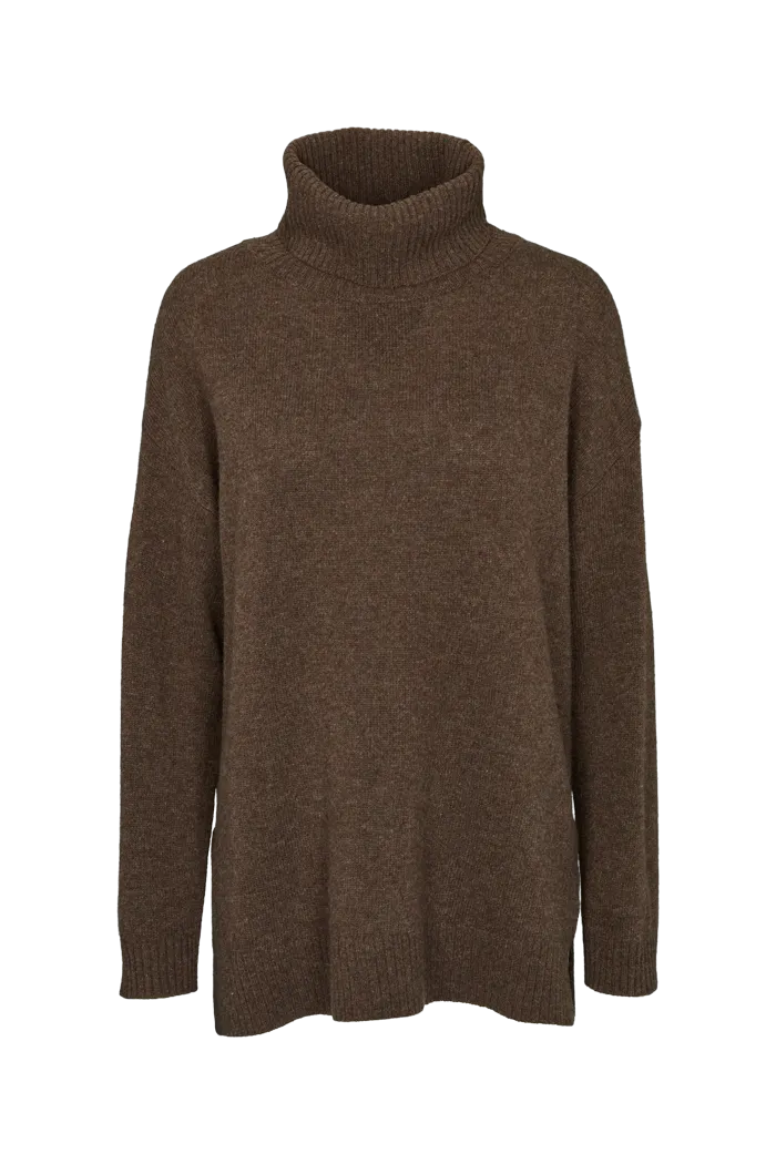 Line T-Neck - Brown Mel.