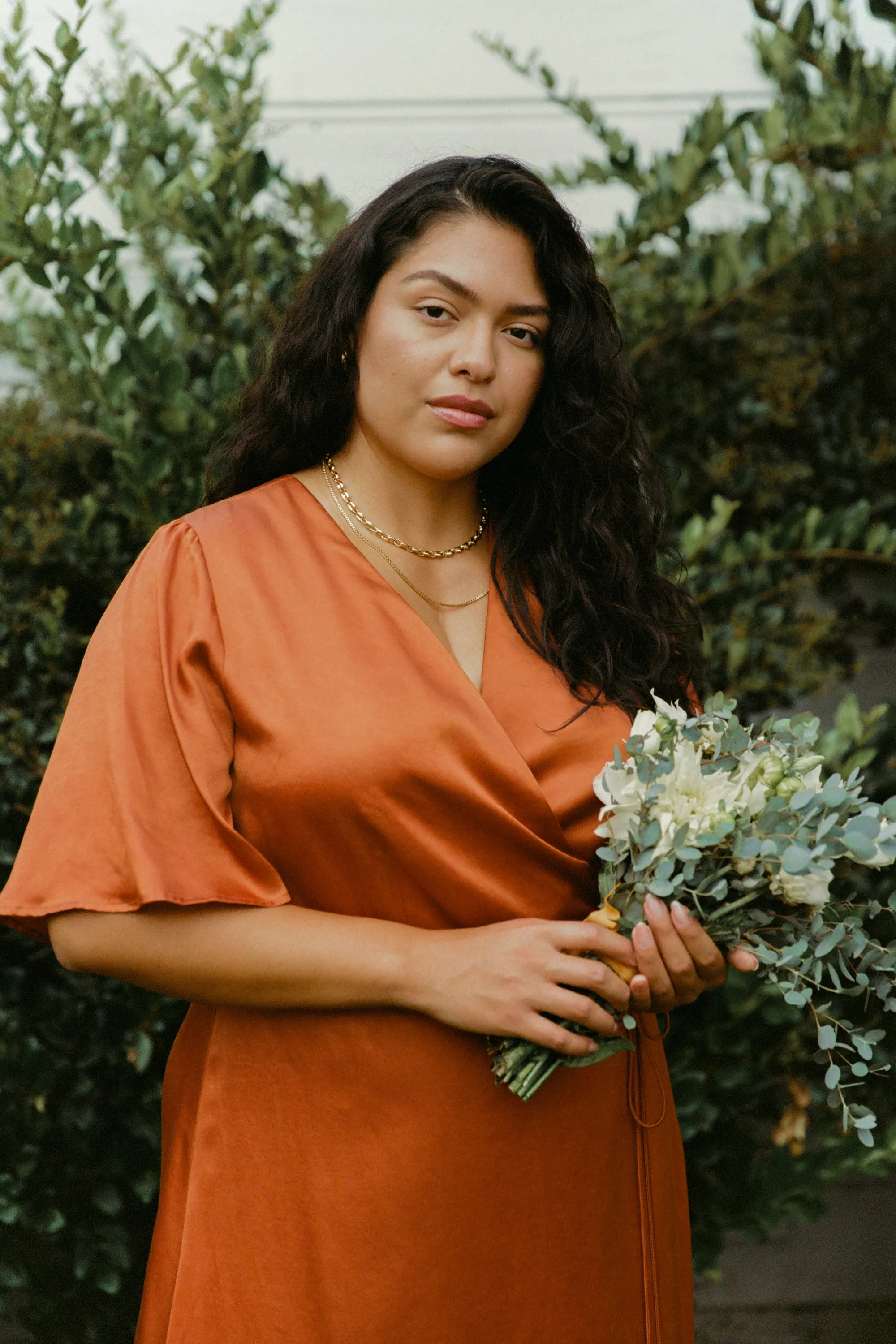 Lola Wrap Dress in Rust Extended