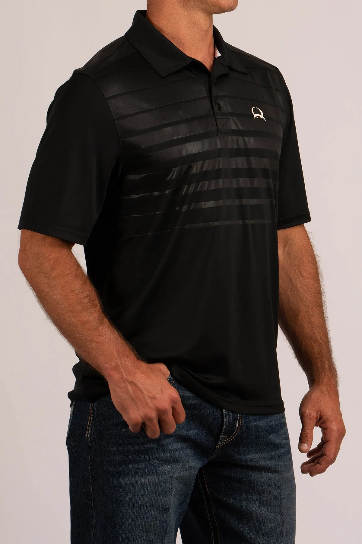 Men's Cinch Arena Flex Polo Two-Tone Black with White Accent