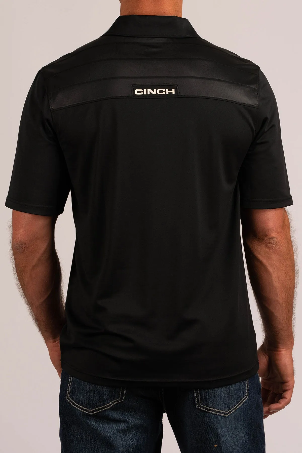 Men's Cinch Arena Flex Polo Two-Tone Black with White Accent