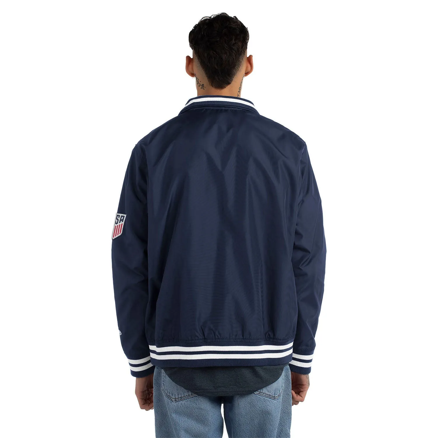 Men's New Era USMNT Nylon Zip Up Navy Jacket