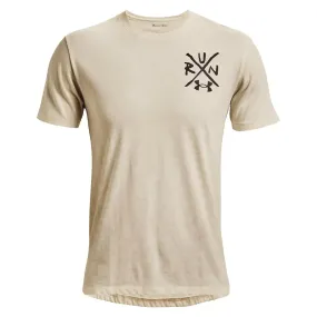 Mens Under Armour Destroy All Miles Tee - Stone / Jet Grey