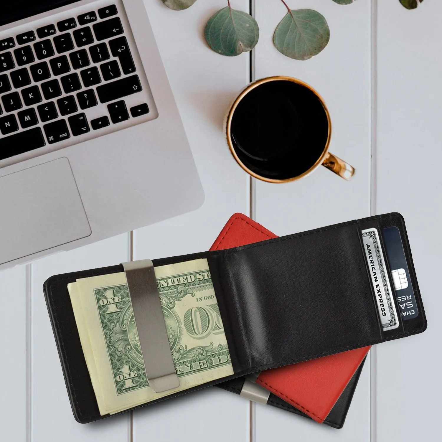 Minimalist Leather Money Clip Wallets