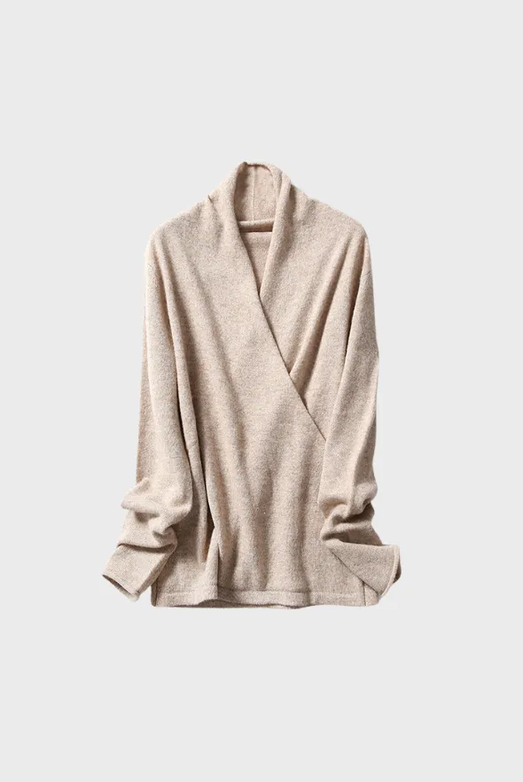 Mock Wrap Sweater (100% Cashmere Knitwear)