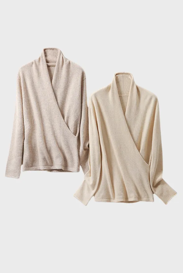 Mock Wrap Sweater (100% Cashmere Knitwear)