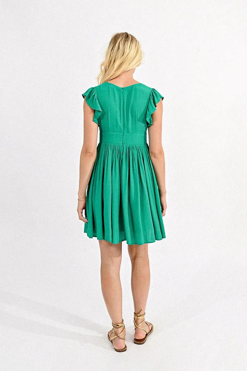 Molly Bracken Mini V-Neckline Dress in Green