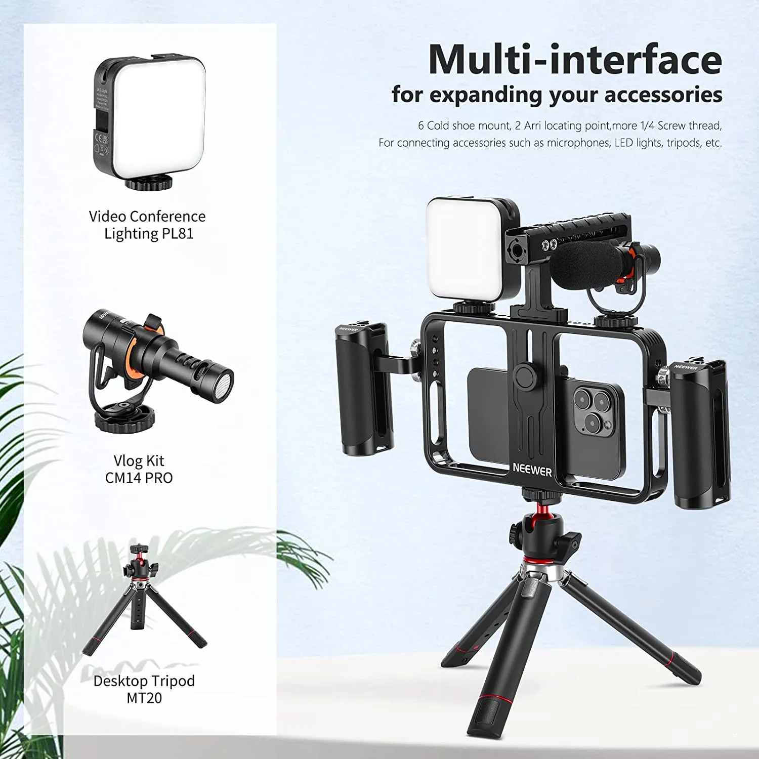 NEEWER Aluminum Handheld Universal Phone Video Rig Kit(CG100 VS104 VS105)