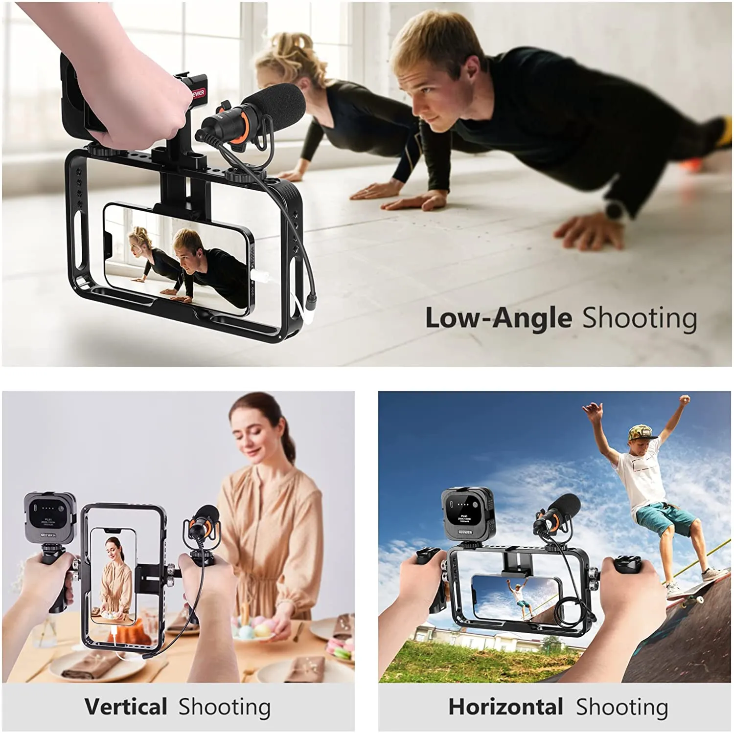 NEEWER Aluminum Handheld Universal Phone Video Rig Kit(CG100 VS104 VS105)