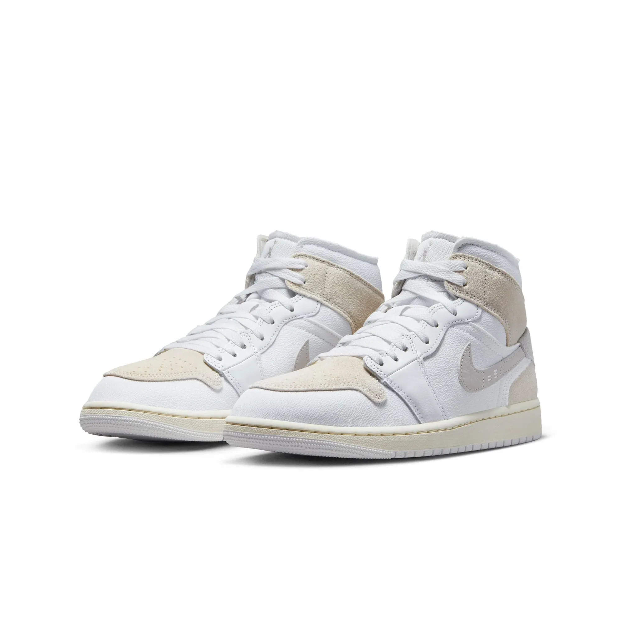 Nike Men's Air Jordan 1 Mid SE Craft Shoes - White / Orewood Brown / Tech Grey / Sail