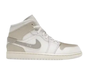 Nike Men's Air Jordan 1 Mid SE Craft Shoes - White / Orewood Brown / Tech Grey / Sail