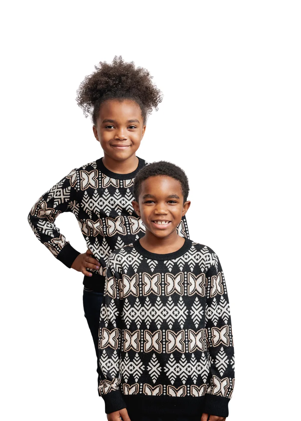 Oma Kid's African Print Sweater (Black Tan Batik) - Clearance