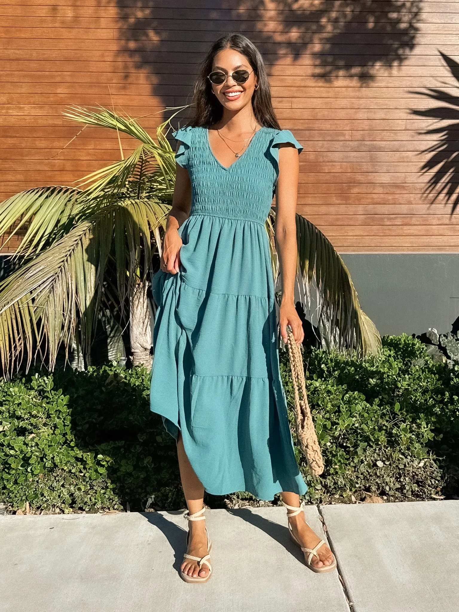 On the Town Midi Dress in Teal