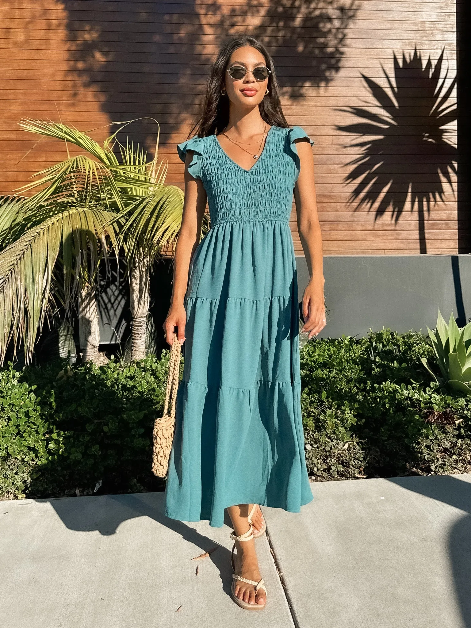 On the Town Midi Dress in Teal