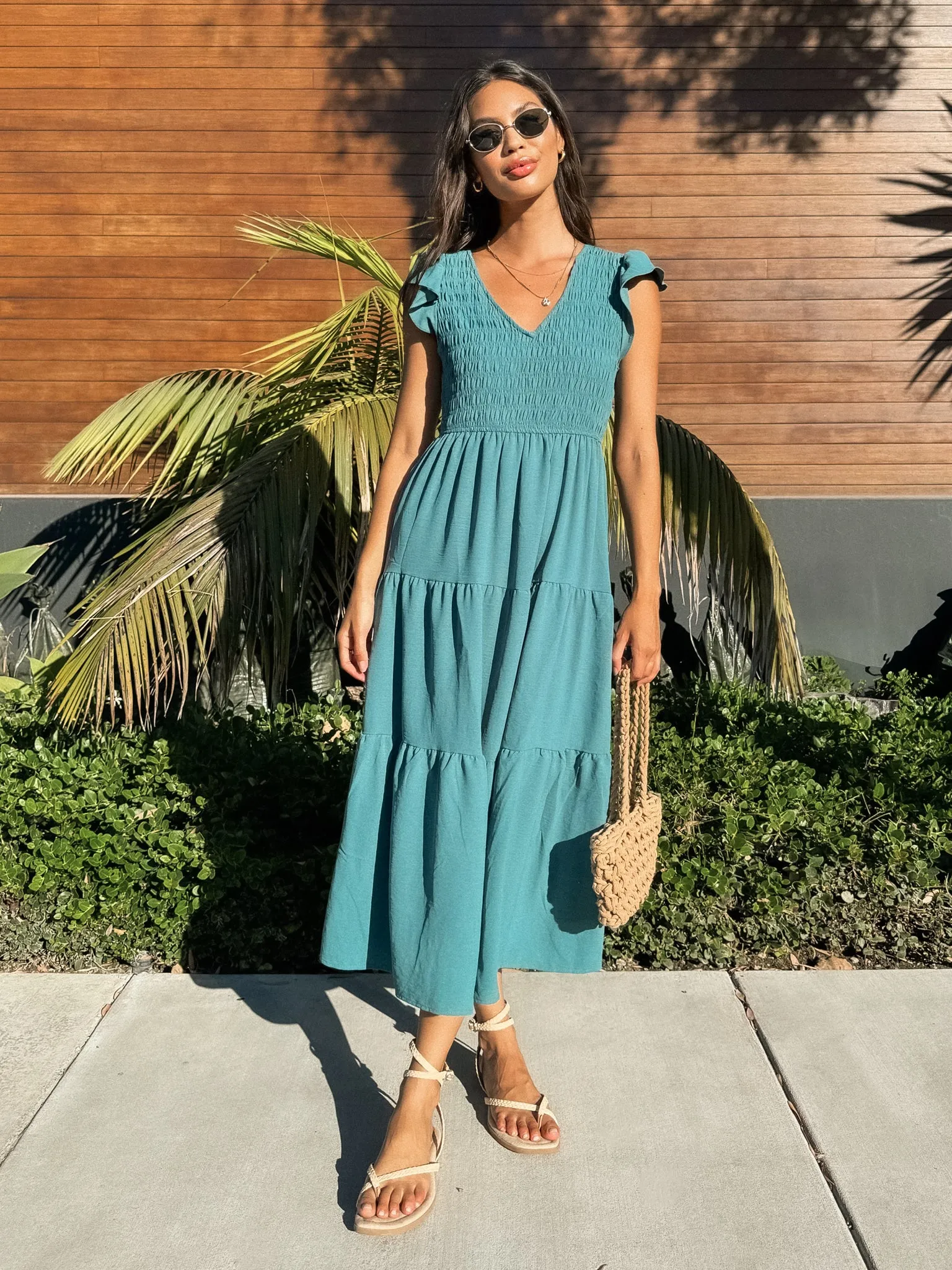 On the Town Midi Dress in Teal